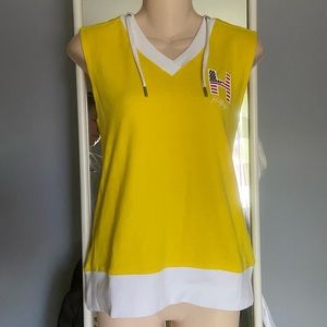 TOMMY Hilfiger Boxy Sweatshirt Vest with Hood, Cotton, Size Large